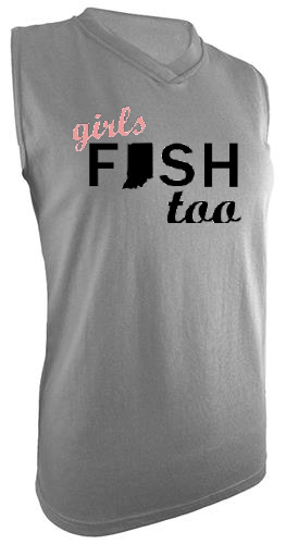 Girls fish too Indiana Women's V-Neck Racer Back Sleeveless shirt