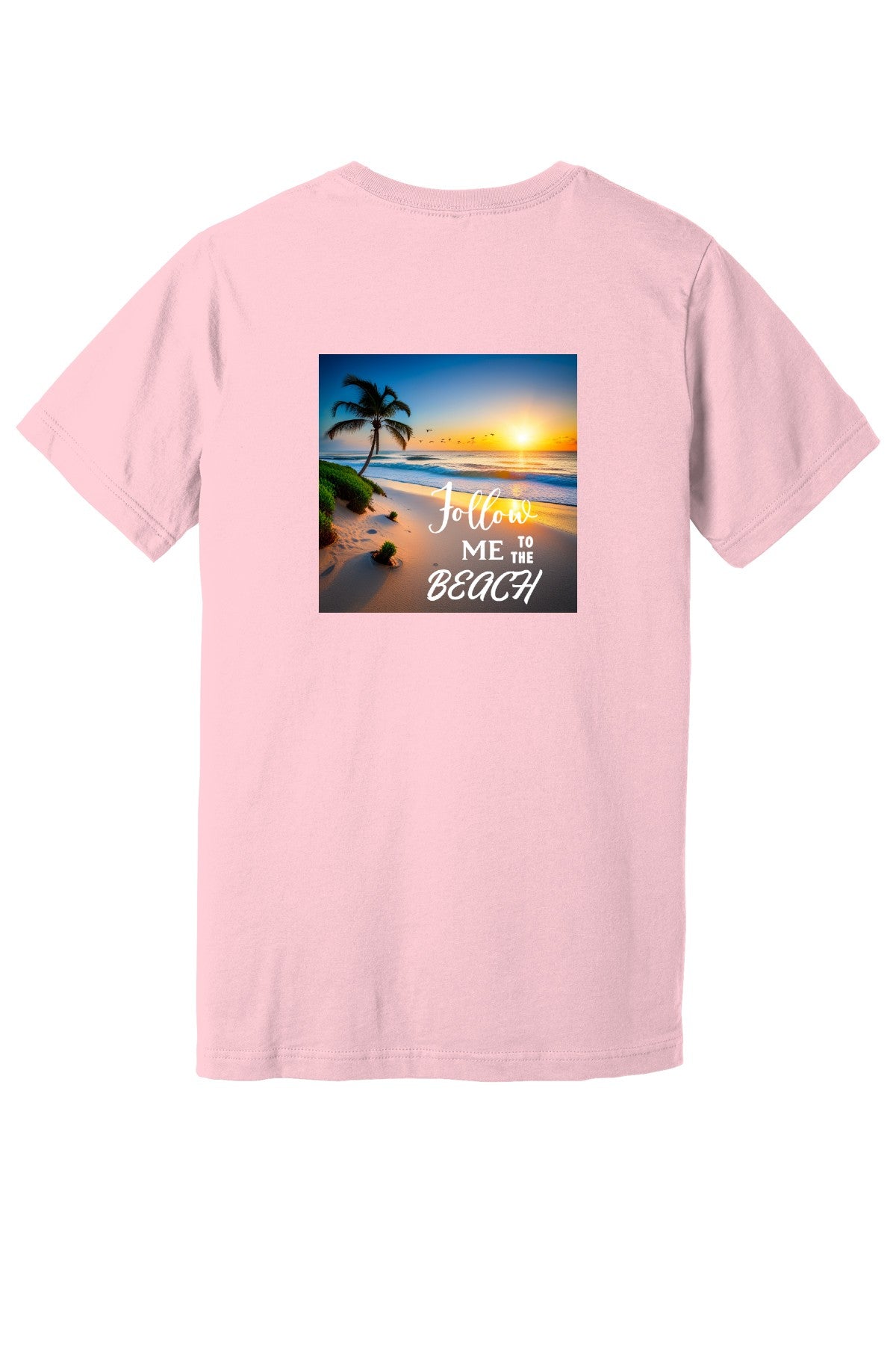 Follow me to the beach Pink Short Sleeve women's top