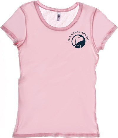 Follow me to the beach Pink Short Sleeve women's top